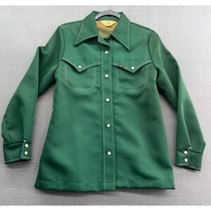 Vintage Lady Lee Shirt Women's M Western Style Green Snap Front Union